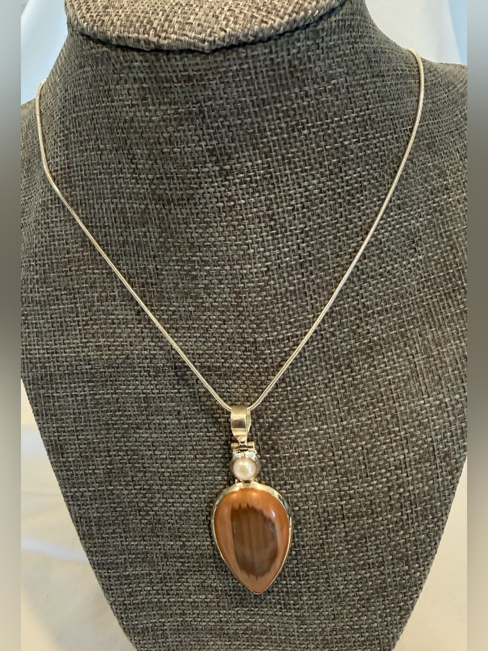 Sterling Silver Jasper stone Pendant Necklace